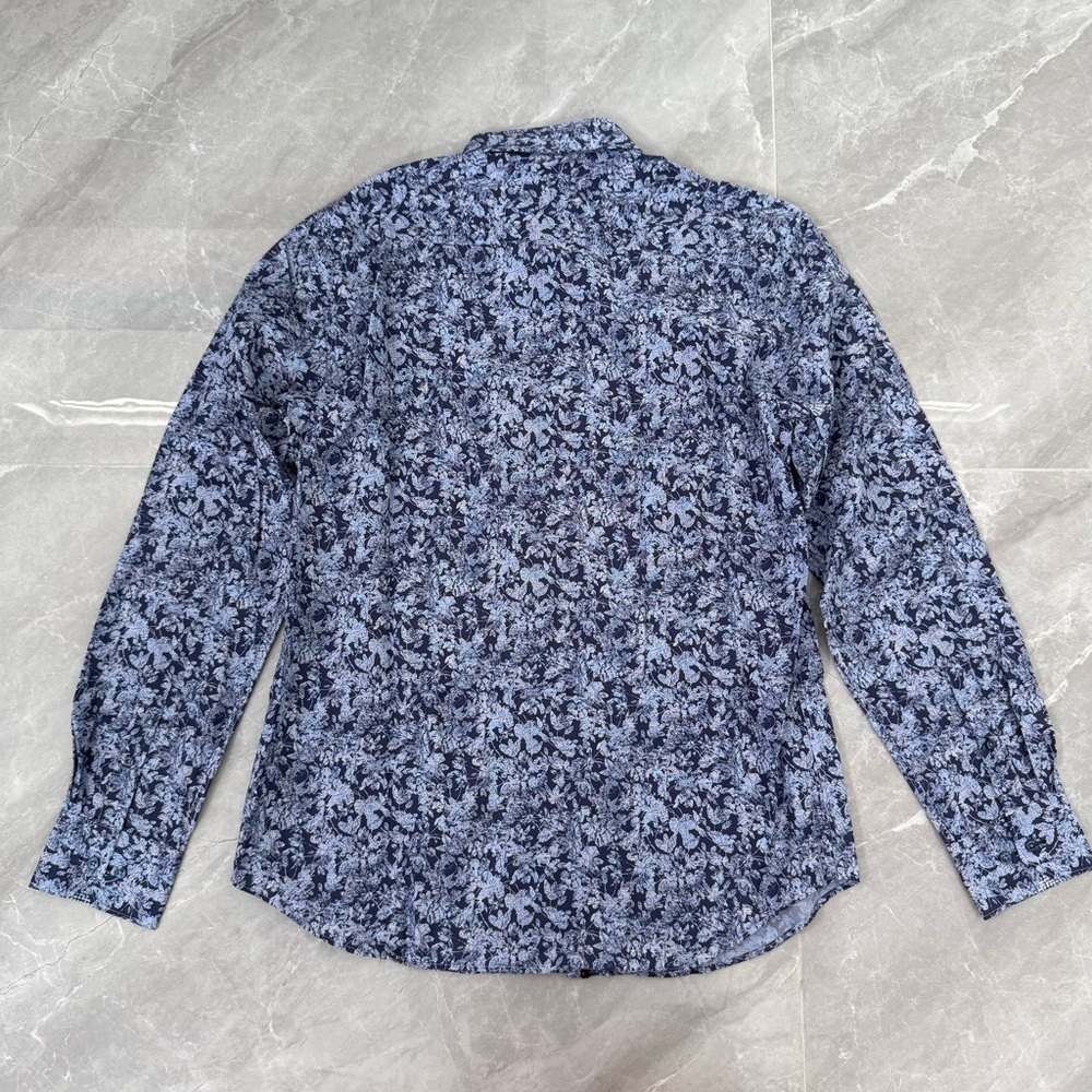 Men’s Bugatchi Floral Patterned Long Sleeve Button Down Dress Shirt Shaped Fit - Picture 9 of 16